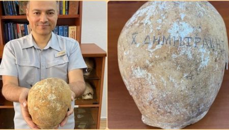 Sinop’taki arkeolojik kazıda üzerinde Hacı Dimitrakis yazılı kafatası bulundu